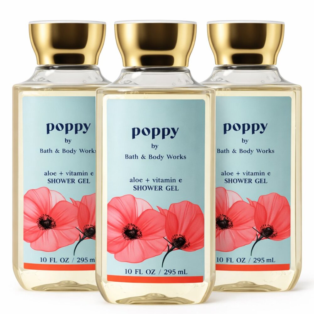 Bath & Body Works Body Wash Bundle POPPY 3Pack NEW